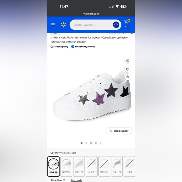 J Adams  8.5 White Multi-Star Sneakers - Picture 2 of 6